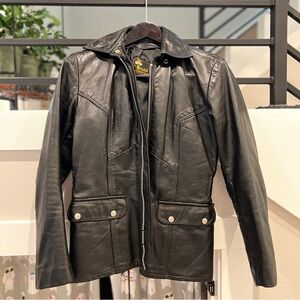 Classic vintage leather jacket - size small with zippers and flare